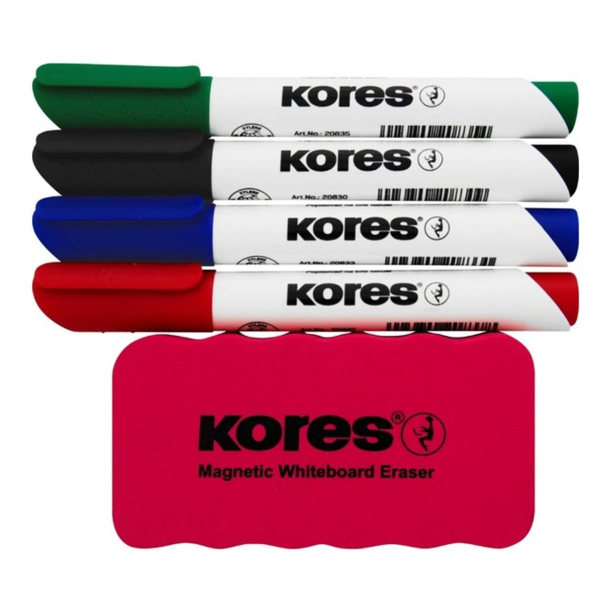 Kores K-Marker Whiteboard Marker 4-pack with Magnetic Whiteboard Eraser 20863