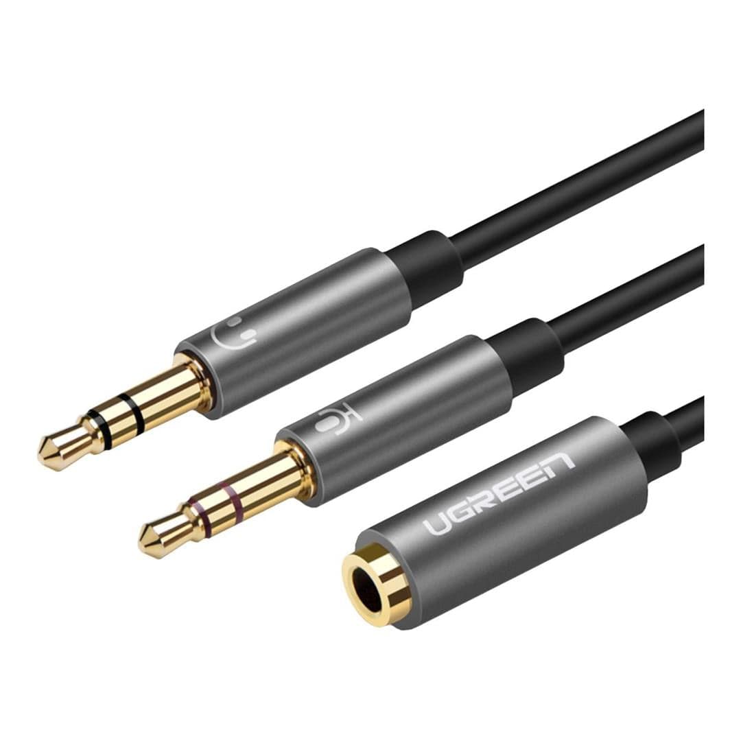 Ugreen 20cm UV140 AUX 3.5mm Audio Splitter Cable Black and Grey 20899