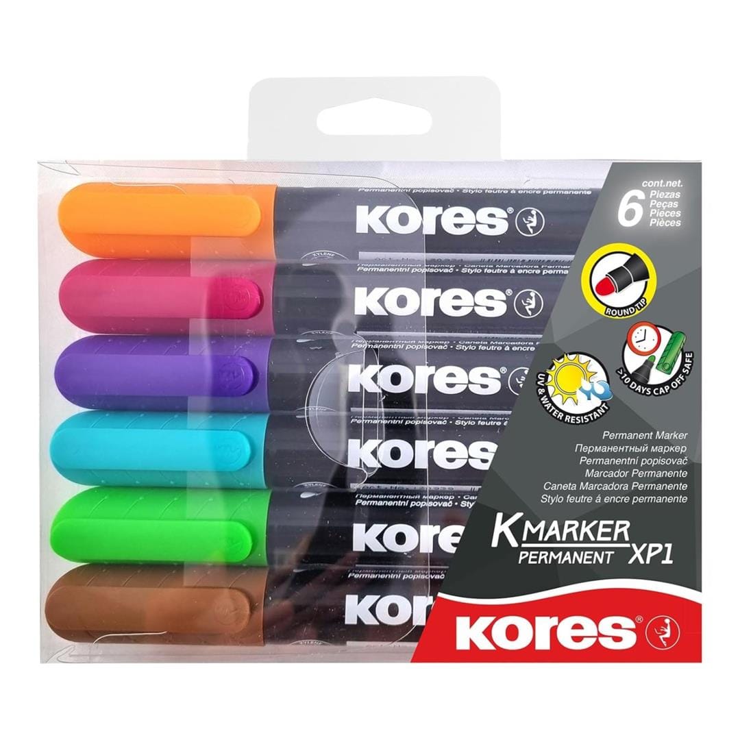 Kores K-Marker XP1 Bullet Tip Permanent Marker 6-pack 20902