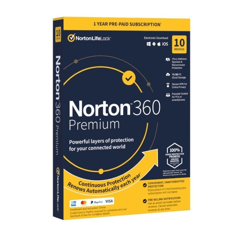 Symantec Norton 360 Premium 75Gb AF 1-User 10-Device 1-Year 21428009
