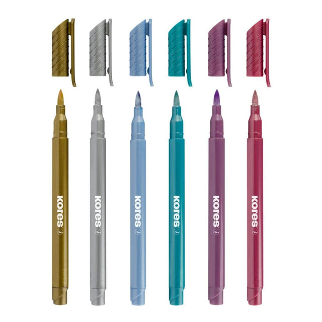 Kores Metallic Style Brush Tip Markers 6-pack 21461