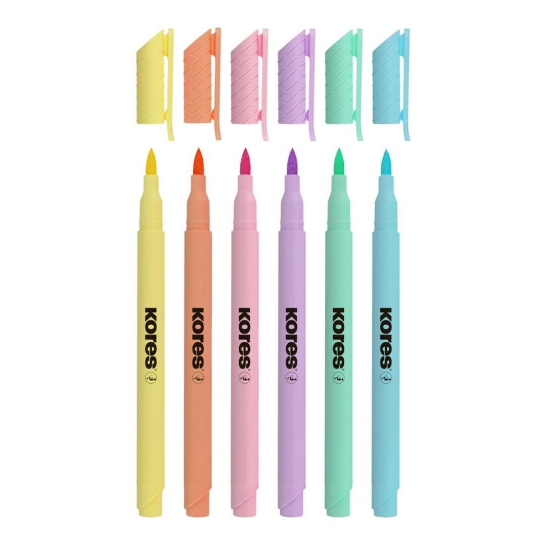 Kores Pastel Style Brush Tip Markers 6-pack 21462