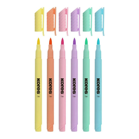 Kores Pastel Style Brush Tip Markers 6-pack 21462