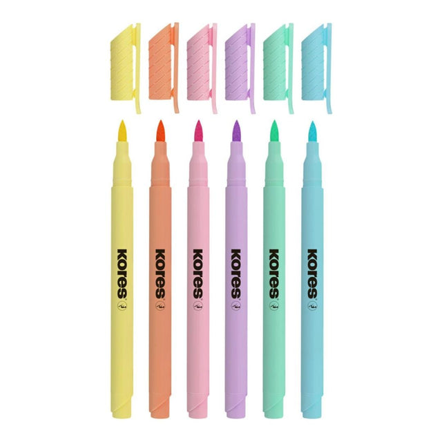 Kores Pastel Style Brush Tip Markers 6-pack 21462