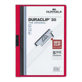 Durable DURACLIP A4 30-sheet Metal Clip File Folder 25-pack Red 220003