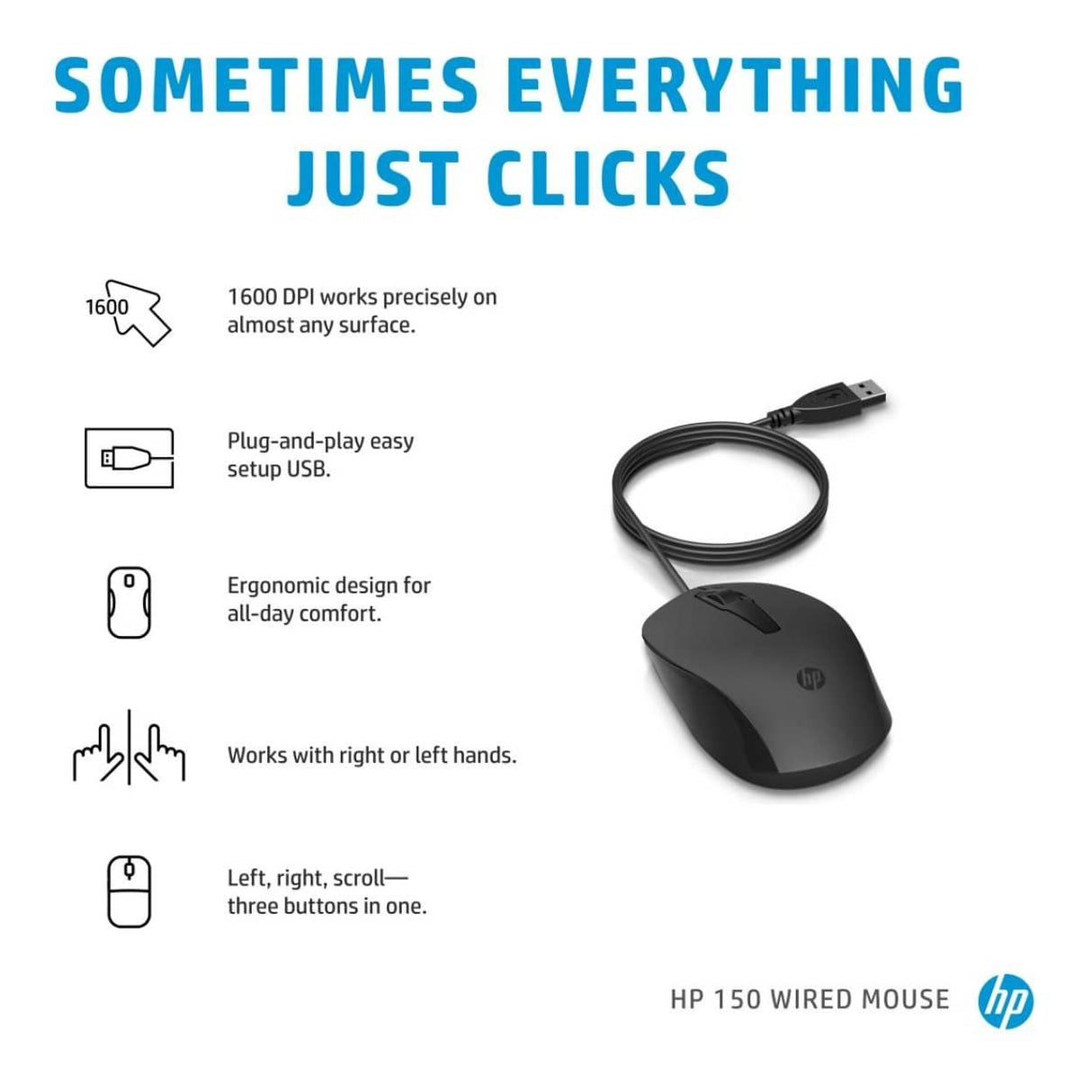 HP 150 USB Wired Mouse 240J6AA