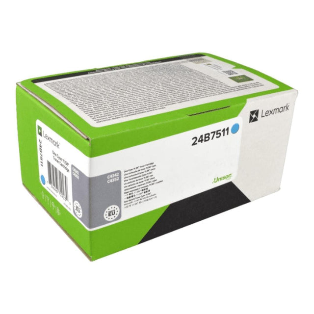 Lexmark 24B7511 Cyan Toner Cartridge Original 11,500 Pages Single-Pack