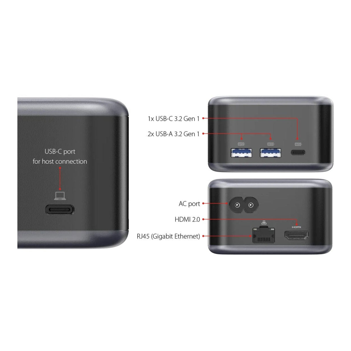 LMP PowerDock 5-port GaN Type-C Adapter Black Grey 25189