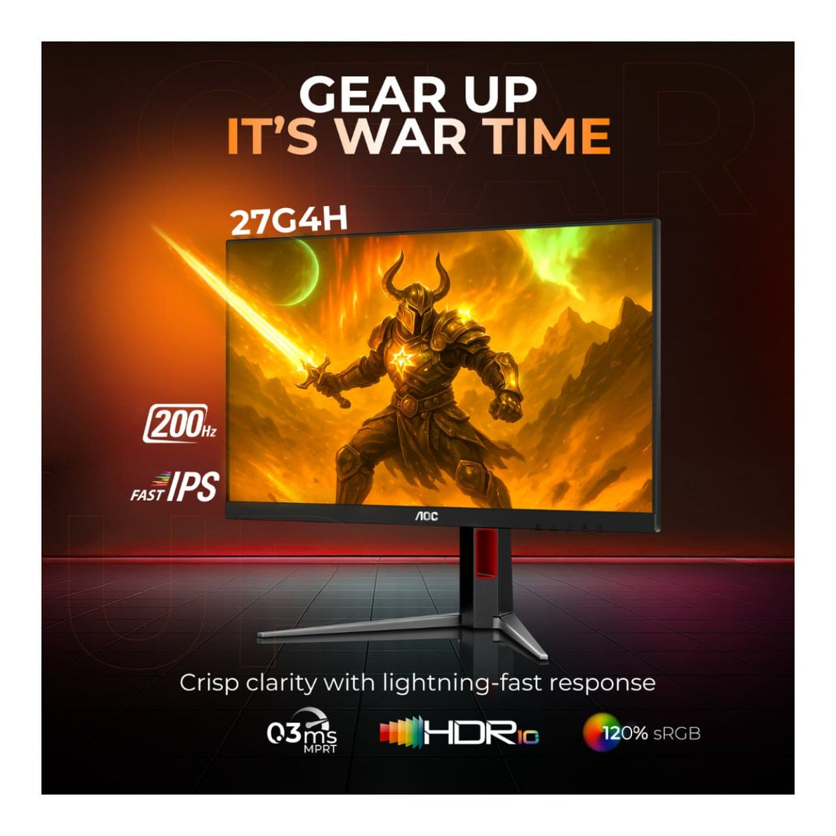 AOC 27G4H 27-inch 1920 x 1080p FHD 16:9 200Hz 0.3ms LED IPS Gaming Monitor