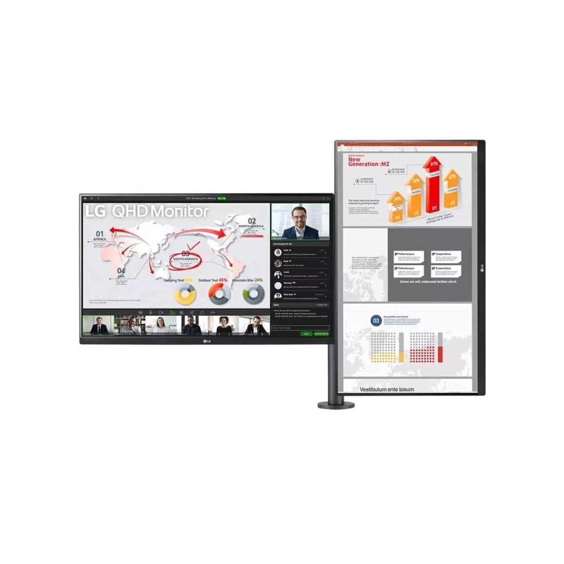 LG 27QP88D-B2 27-inch 2560 x 1440p QHD 16:9 5ms 75hz IPS LED Dual Monitor