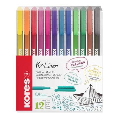 Kores 0.4mm K-Liner Metal Tip Fineliner 12-pack 28112