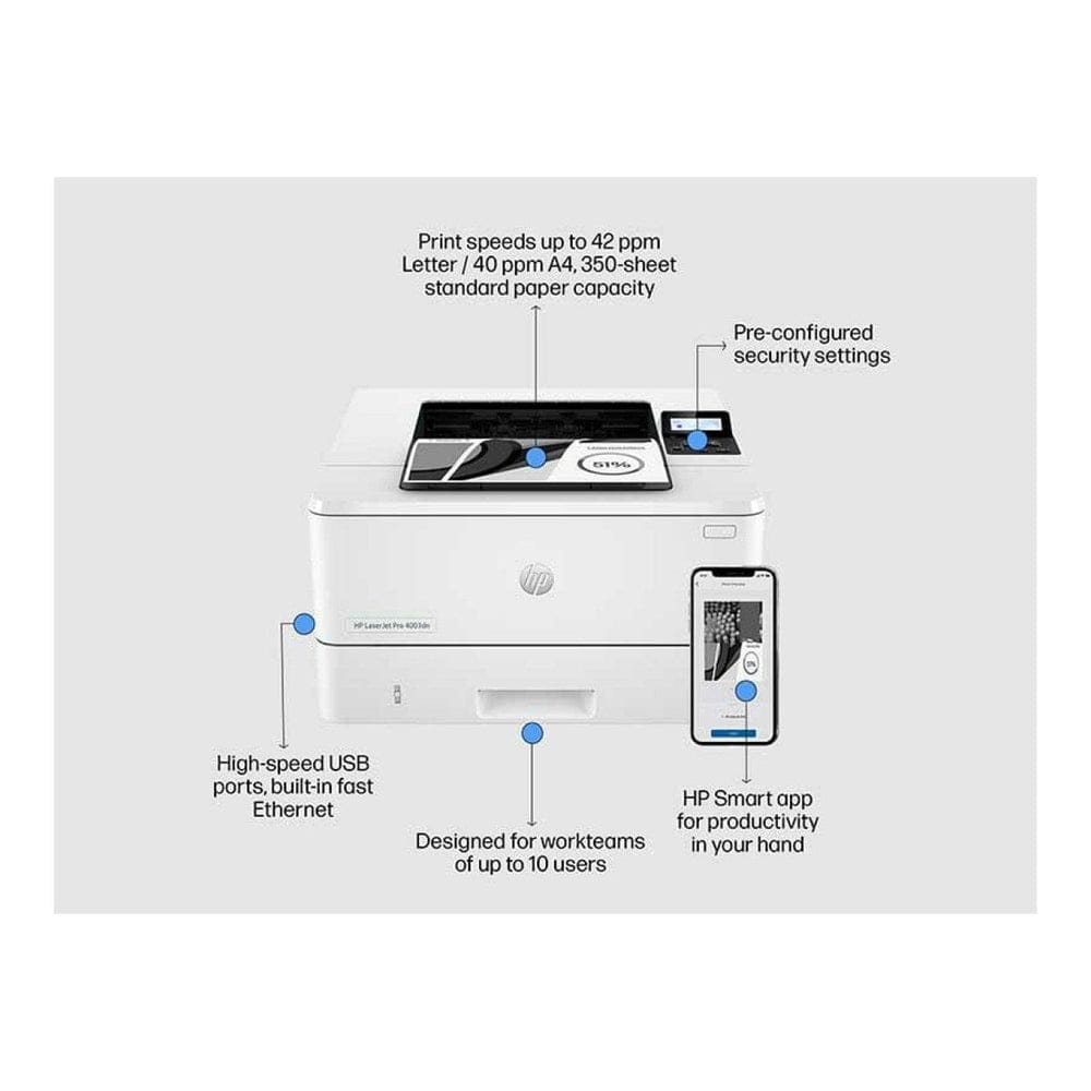 HP LaserJet Pro 4003dn A4 Mono Laser Printer 2Z609A (Open Box)