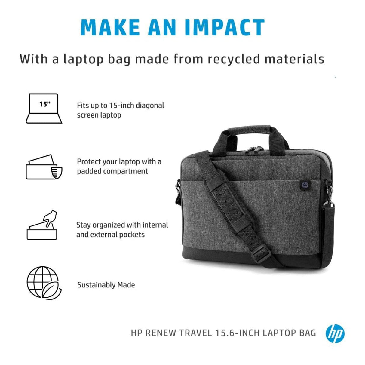 HP Renew Travel 15.6-inch Topload Notebook Bag Grey 2Z8A4AA