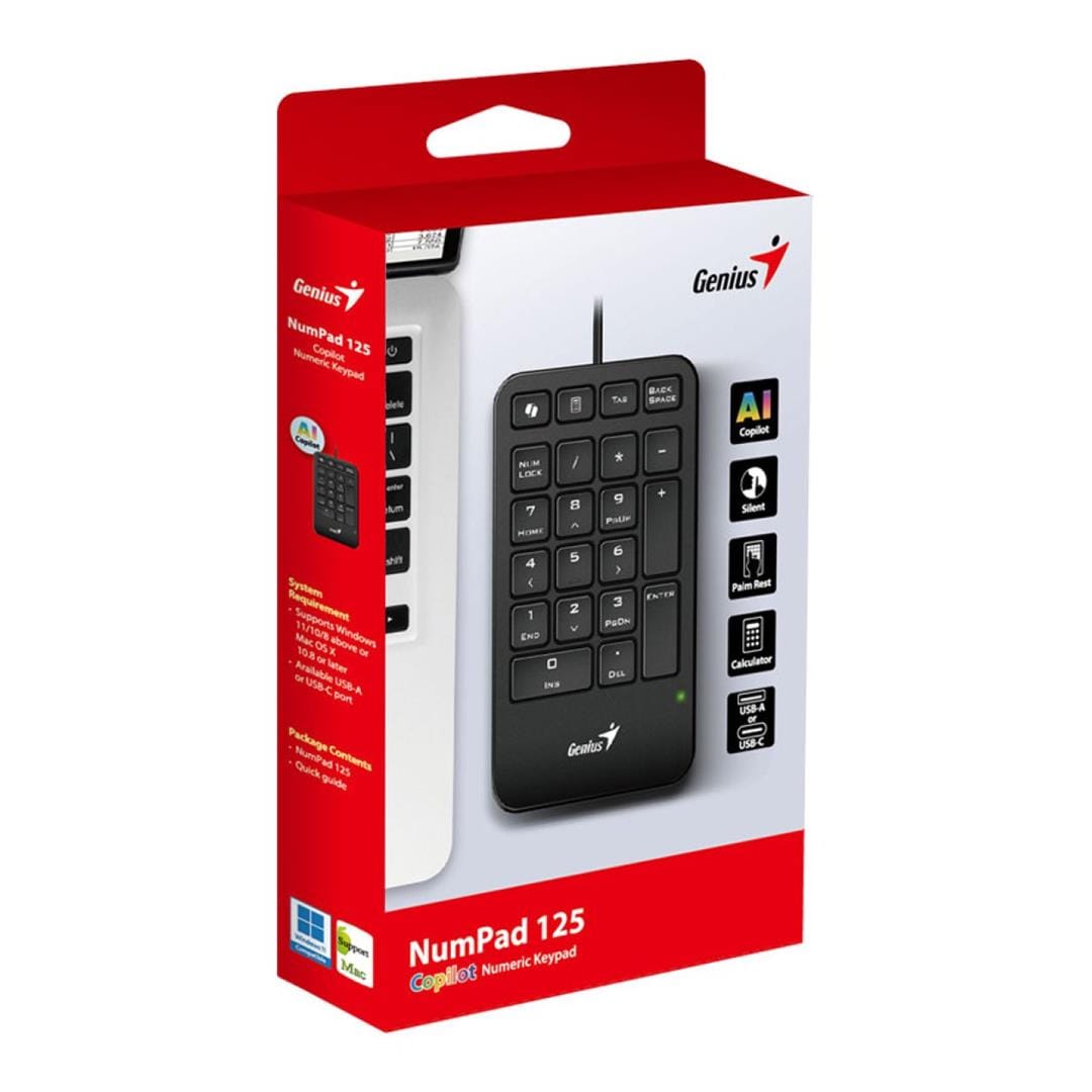 Genius NUMPAD 125 Wired Number Pad Black 31300019400