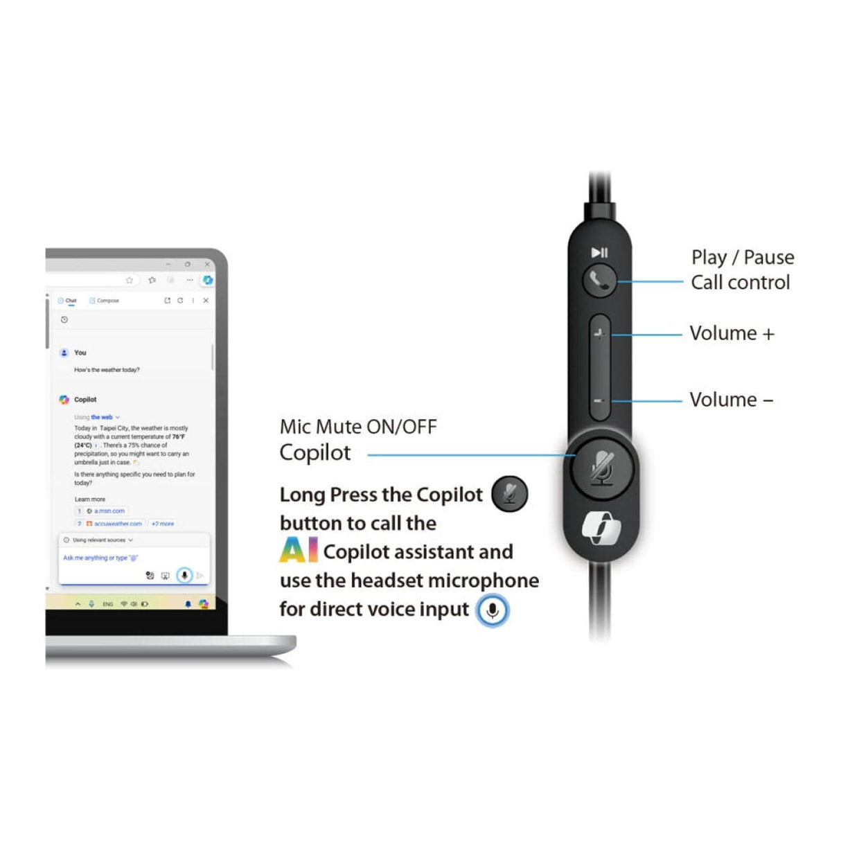 Genius HS-220U AI USB-C Headset Black 31710032401