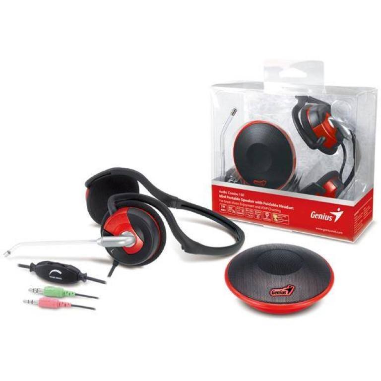 Genius 150 Combo Wired Headsets with Portable Speaker Black Red 31730994100