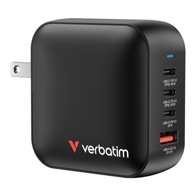 Verbatim 100W 4-Port Mini GaN Wall Charger Black 32231