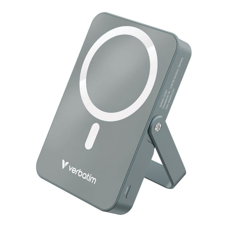 Verbatim Charge n Go 10,000mAh Magnetic Wireless Charging Power Bank Glass with Stand Grey 32268