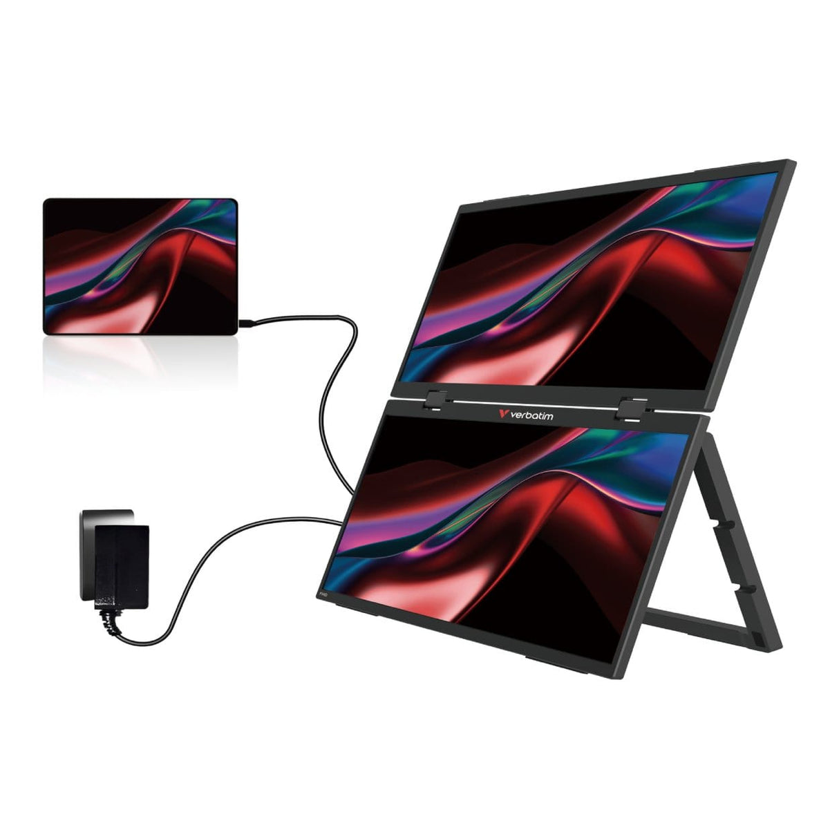 Verbatim 15.6-inch 1920 x 1080p FHD 16:9 60Hz 10ms LED IPS Portable Dual Essentials Monitor 32403