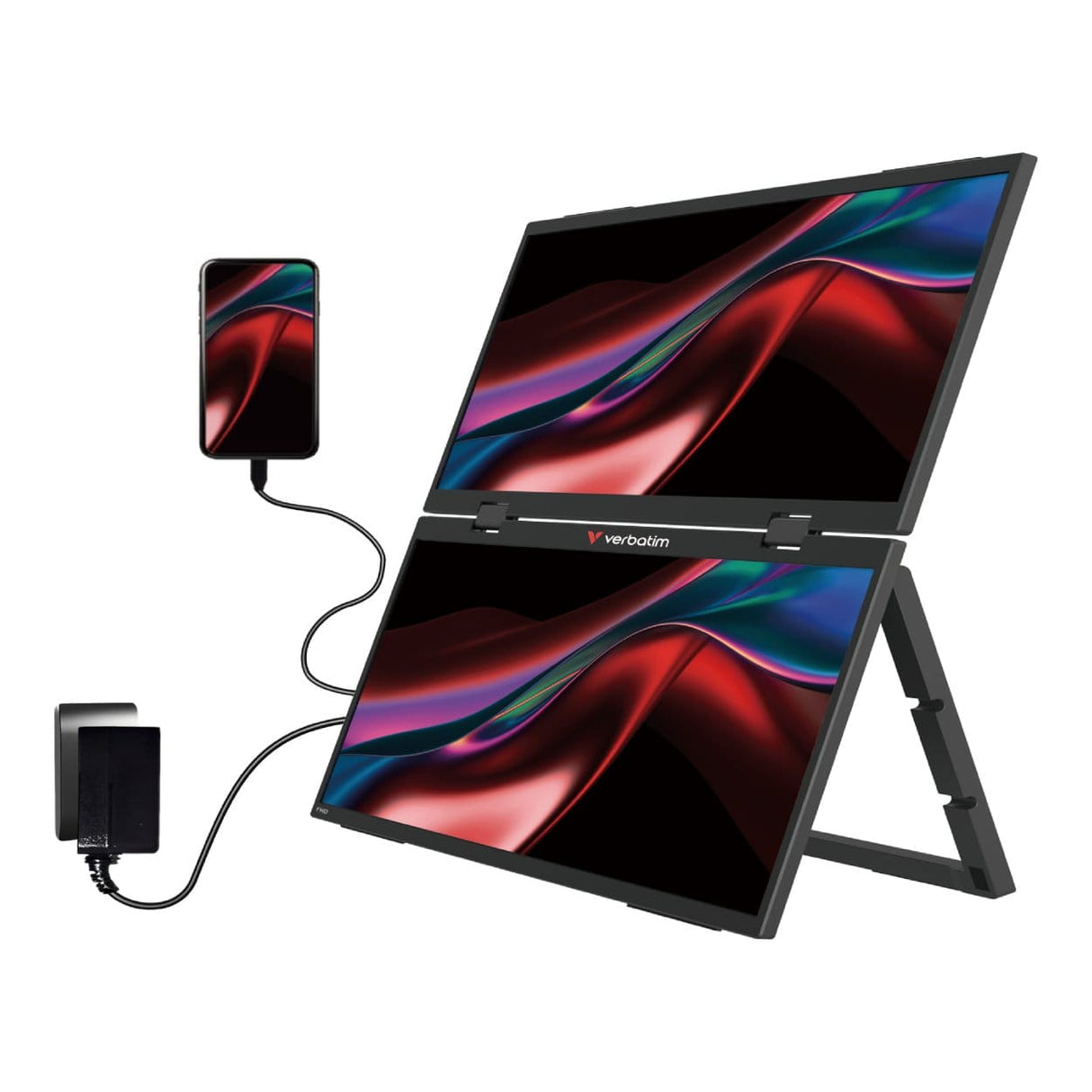Verbatim 15.6-inch 1920 x 1080p FHD 16:9 60Hz 10ms LED IPS Portable Dual Essentials Monitor 32403