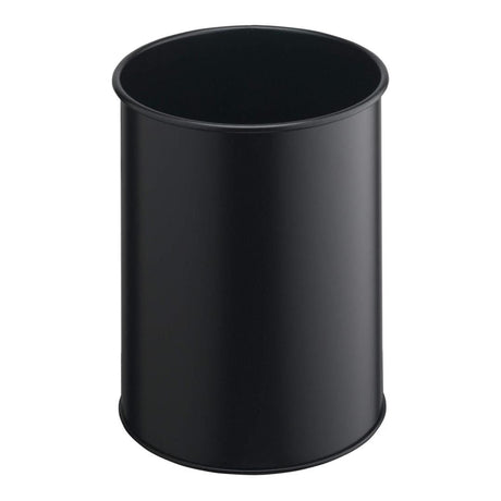 Durable 15L Metal Waste Basket Black 330101