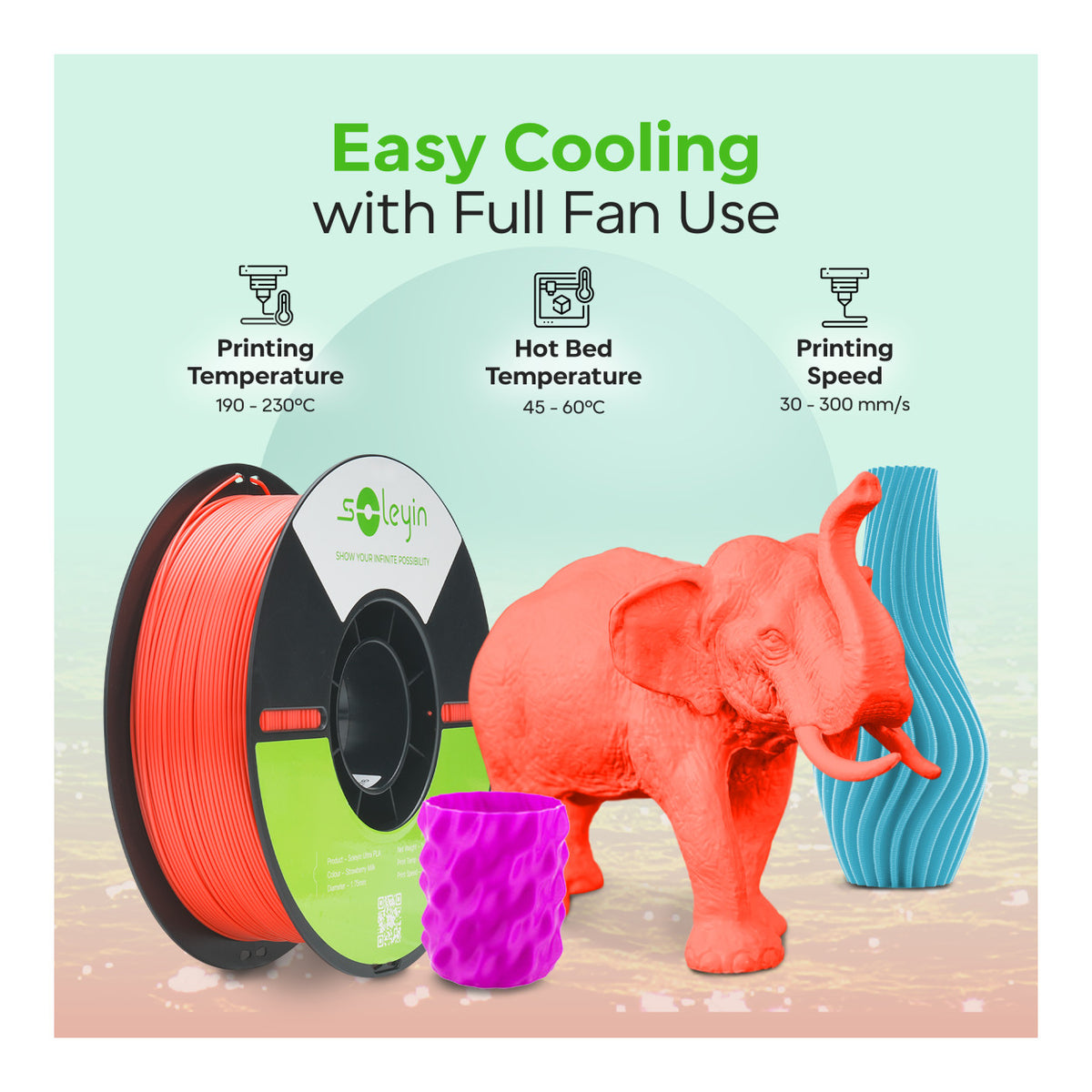 Soleyin Ultra PLA Filament 1Kg - Strawberry Milk 3301010510