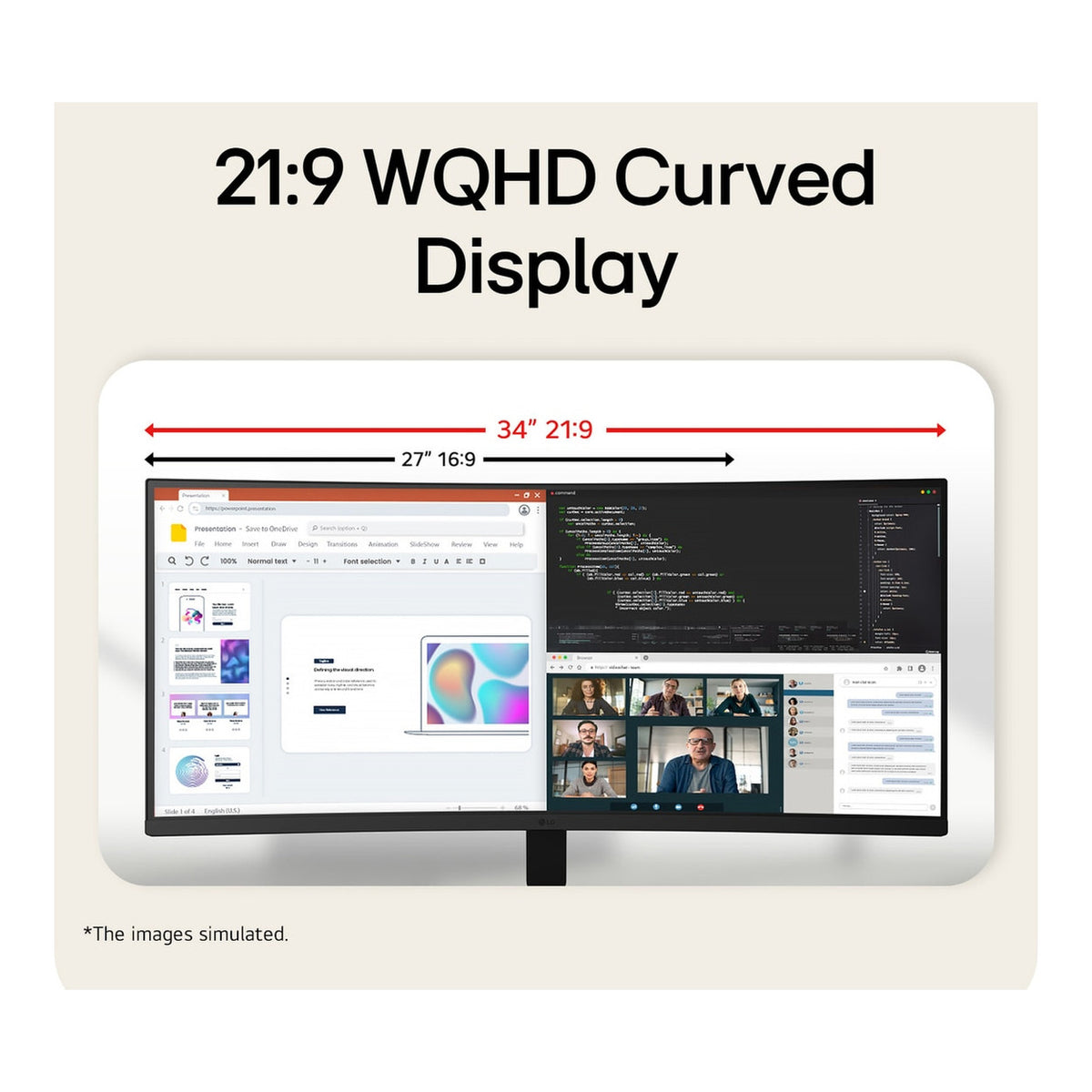 LG UltraWide 34U601B-B 34-inch 3440 x 1440p WQHD 21:9 120Hz 5ms LED VA Curved Monitor