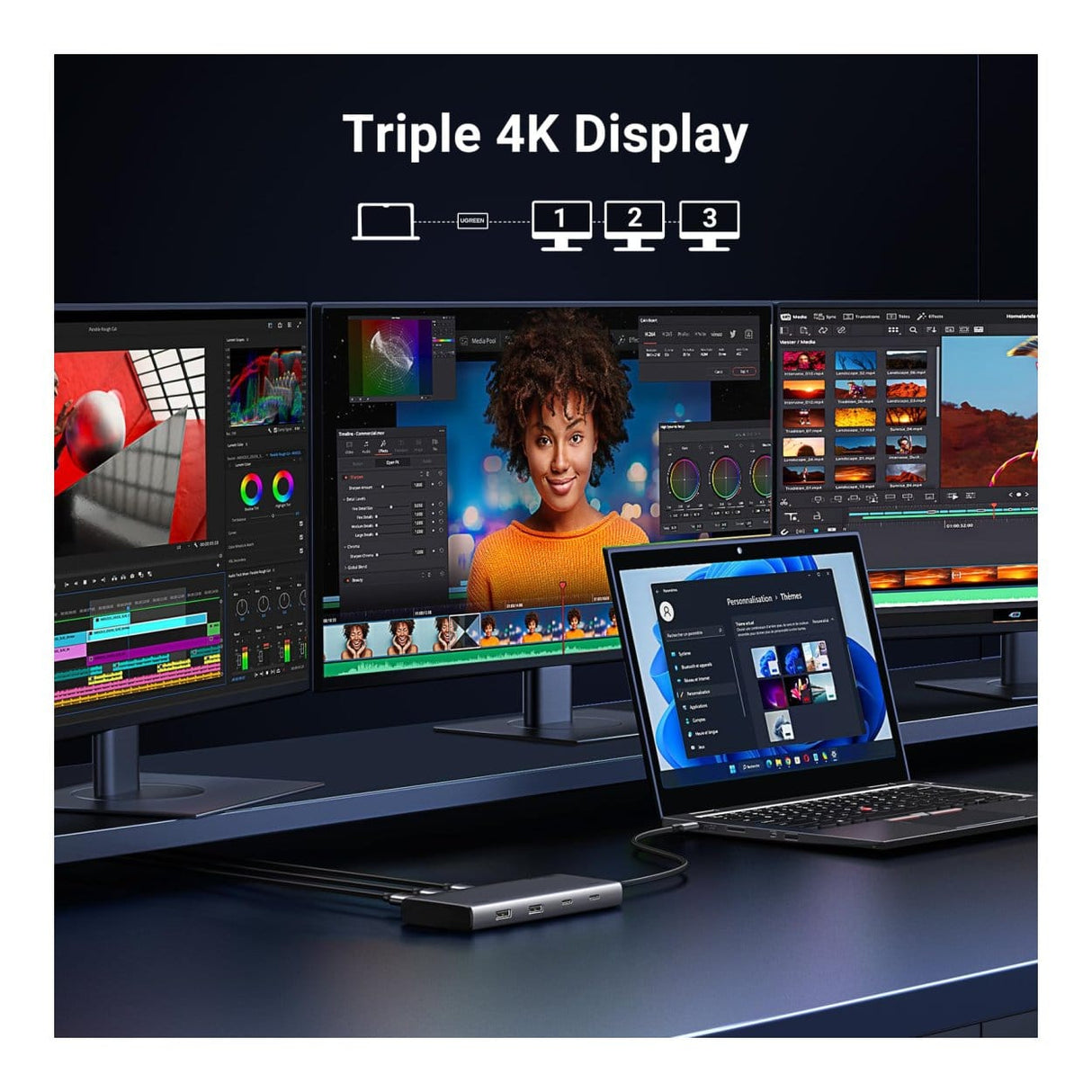 Ugreen 35625 8-in-1 USB-C 10000 Mbit/s Docking Station - Grey