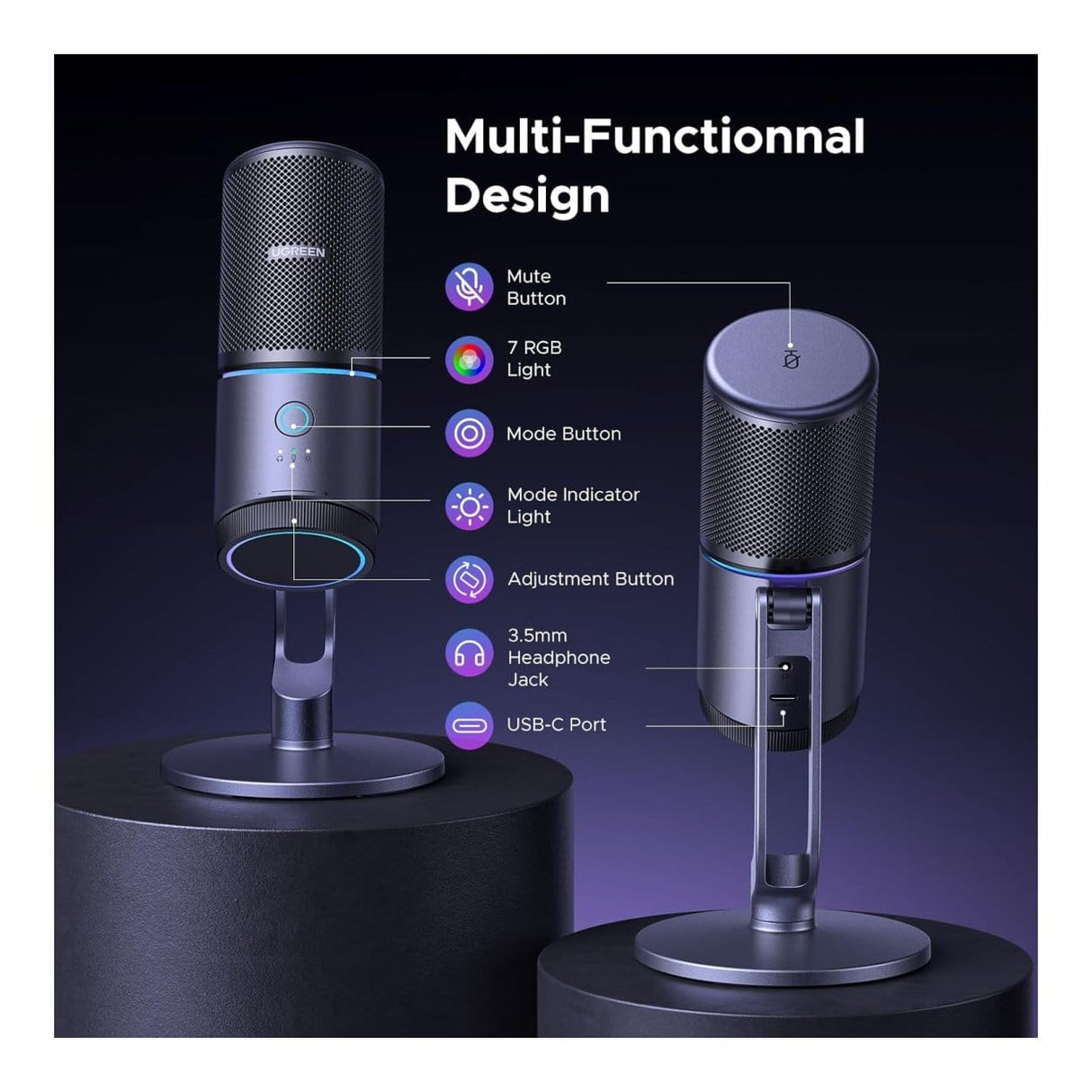 Ugreen CM769 RGB USB Gaming Microphone 35629