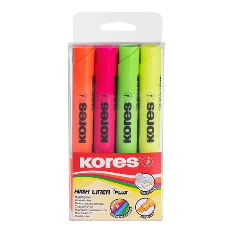 Kores Highliner Plus Chisel Tip Round Barrel 4-pack Neon 36040