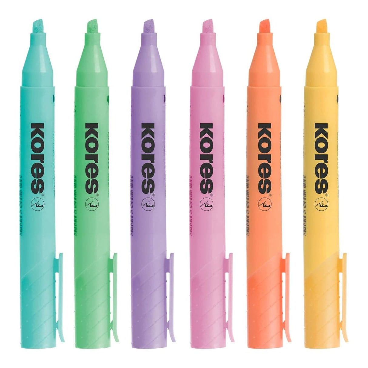Kores Highliner Plus Chisel Tip Round Barrel 6-pack Pastel 36060