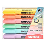 Kores Highliner Plus Chisel Tip Round Barrel 6-pack Pastel 36060