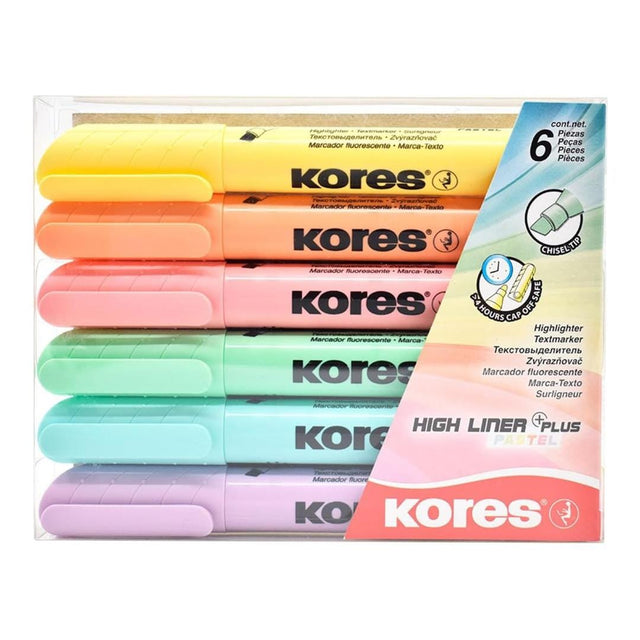 Kores Highliner Plus Chisel Tip Round Barrel 6-pack Pastel 36060