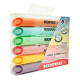 Kores Highliner Plus Chisel Tip Round Barrel 6-pack Pastel 36060