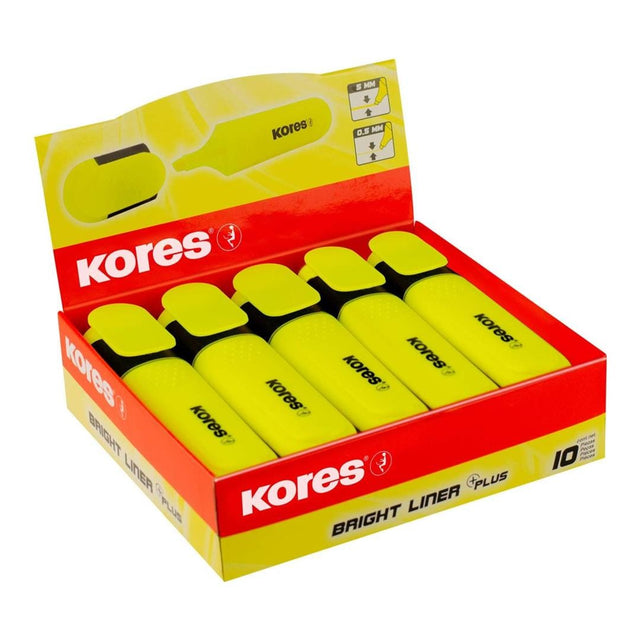 Kores Bright Liner Plus Chisel Tip 10-pack Yellow 36101