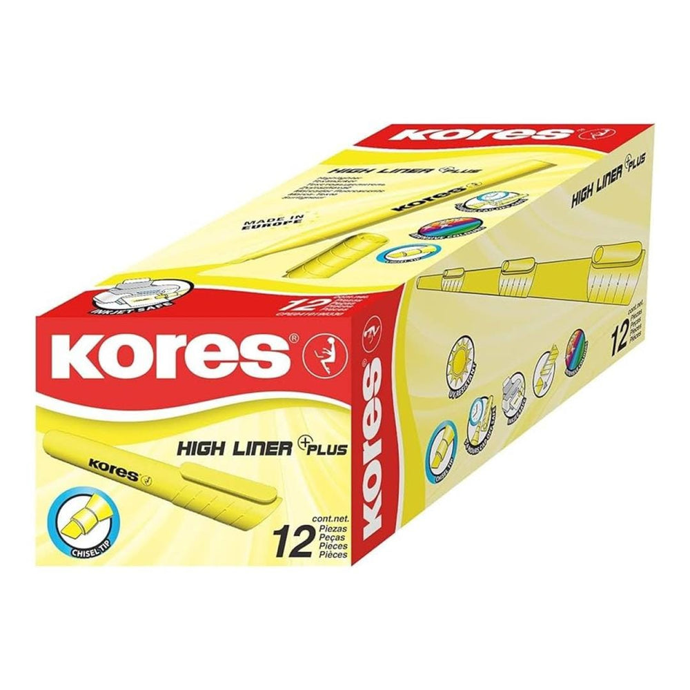 Kores Highliner Chisel Tip Pen type 12-pack Yellow 36201 – FirstShop
