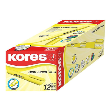Kores Highliner Chisel Tip Pen type 12-pack Yellow 36201