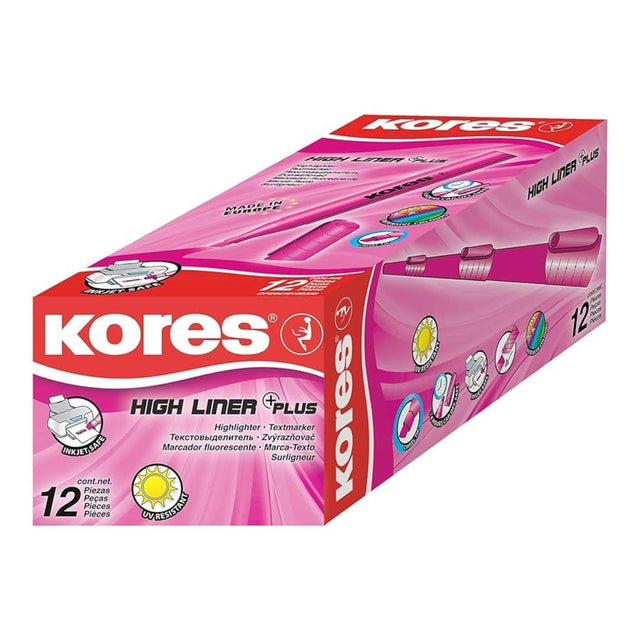 Kores Highliner Chisel Tip Pen type 12-pack Pink 36202 – FirstShop