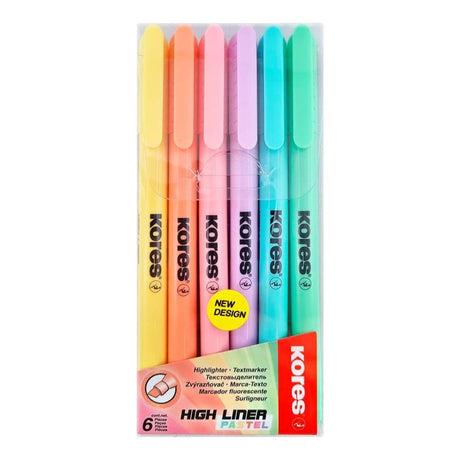 Kores Highliner Chisel Tip Pen 6-pack Pastel 36246