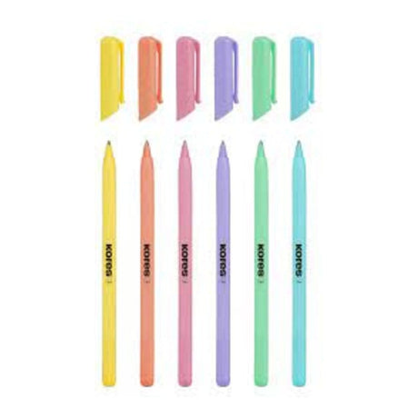 Kores K-ORM Opaque Pastel Barrel Ballpoint Pens 6-pack 37066
