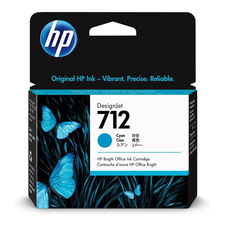 HP 712 DesignJet Cyan Standard Yield Printer Ink Cartridge Original 3ED67A Single-pack