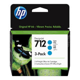 HP 712 DesignJet Cyan Ink Cartridge Original 3ED77A 3-pack