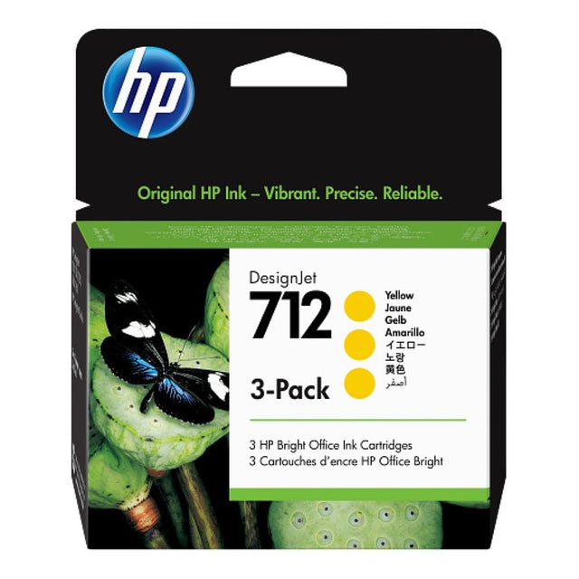 HP 712 DesignJet Yellow Ink Cartridge Original 3ED78A 3-pack