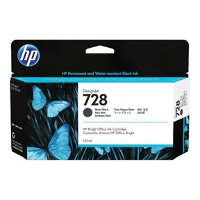 HP 728 DesignJet Matte Black Standard Yield Ink Cartridge Original 3WX25A Single-pack