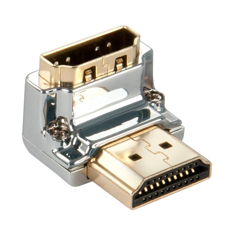 Lindy Cromo HDMI Male to Female 90-Degree Right Angle Adapter - Down 41505
