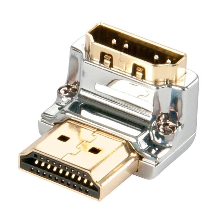 Lindy Cromo HDMI Male to Female 90-Degree Right Angle Adapter - Down 41505