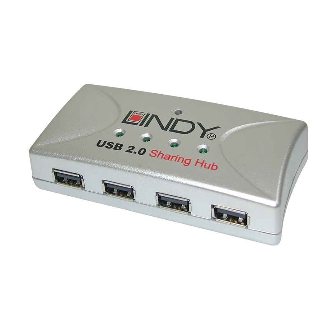 Lindy USB 2.0 4-port Sharing Hub Grey 42887