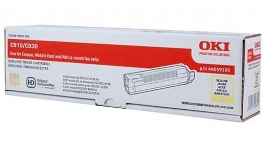 OKI Yellow Toner Cartridge 8000 Pages Original 44059105 Single-pack