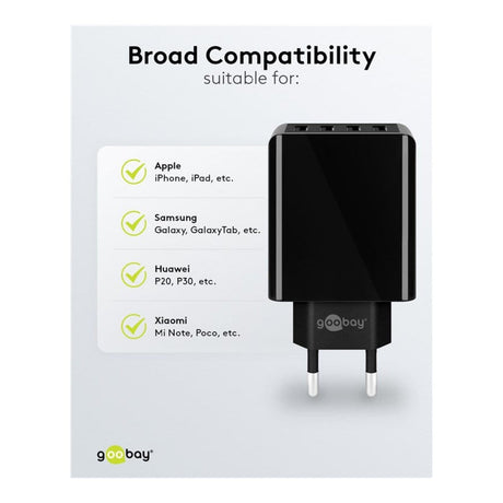 Goobay 30W 4-Port USB Charger Black 44953
