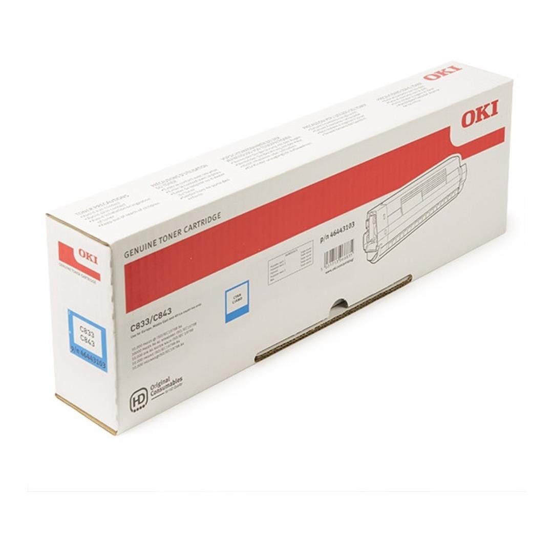 OKI Cyan Toner Cartridge 10,000 Pages Original 46443103 Single-pack